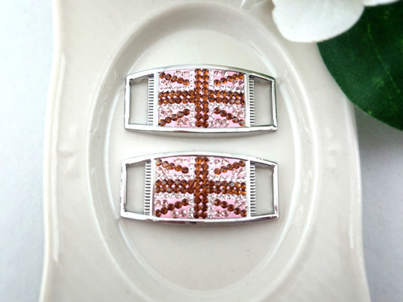 スワロフスキークリスタル使用　シューズアクセサリー/スニーカープレート 国旗シリーズ～ユニオンジャック（ピンク系） 4枚目の画像