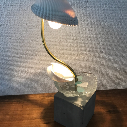 作家物 シェルカメオランプ サードニクス貝 射つ 卓上照明 スタンド 