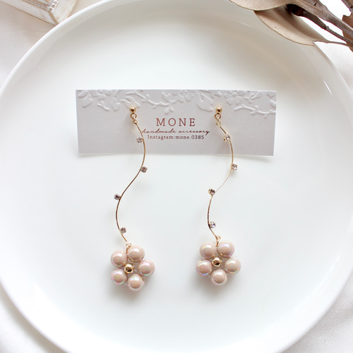 827】ハンドメイド ピアス イヤリング 天然石 アメジスト コイン