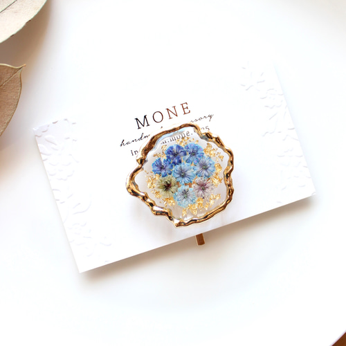 再販 ＊ ブルー 水色 系 かすみ草 ドライフラワー レジン 変形  