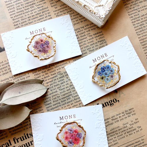 再販 ＊ ブルー 水色 系 かすみ草 ドライフラワー レジン 変形  