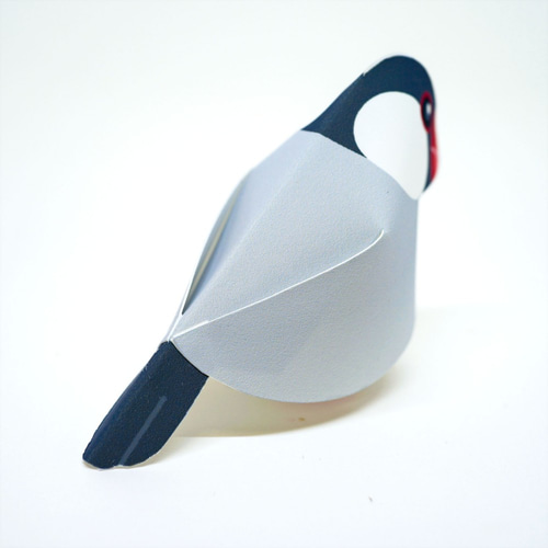 桜文鳥と白文鳥のペーパークラフト ポストカード 2枚 2羽セット