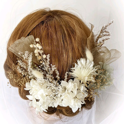 ドライフラワー 髪飾り グレー 成人式 結婚式 卒業式 2枚目の画像