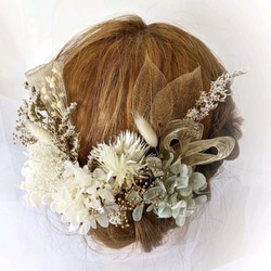 ドライフラワー 髪飾り グレー 成人式 結婚式 卒業式 3枚目の画像