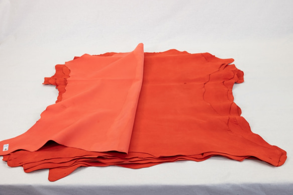シープシルキースエード #9589 Rオレンジ - Sheep Silky Suede - 天然皮革 Leather 2枚目の画像