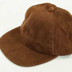 スエード レザーキャップ ブラウン Suede Leather Baseball Cap Brown 本革 豚革 Pig 1枚目の画像