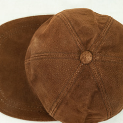 スエード レザーキャップ ブラウン Suede Leather Baseball Cap Brown 本革 豚革 Pig 2枚目の画像