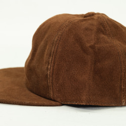 スエード レザーキャップ ブラウン Suede Leather Baseball Cap Brown 本革 豚革 Pig 3枚目の画像