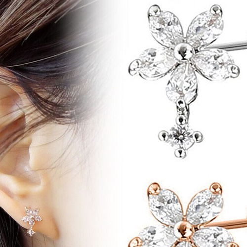 フラワー ボディピアス 花 ステンレス 軟骨 20G 片耳 ハワイアン