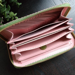 大きな小銭入れの長財布：札入れ2つのタイプ（桜餅） 5枚目の画像
