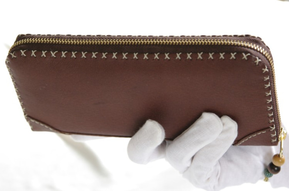 ダブルファスナーの長財布（チョコミント） 7枚目の画像