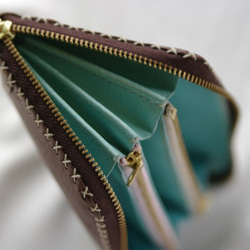 ダブルファスナーの長財布（チョコミント） 8枚目の画像