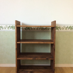 ハンドメイド家具98 濃いブラウンの天板なしオープンラック オーダー