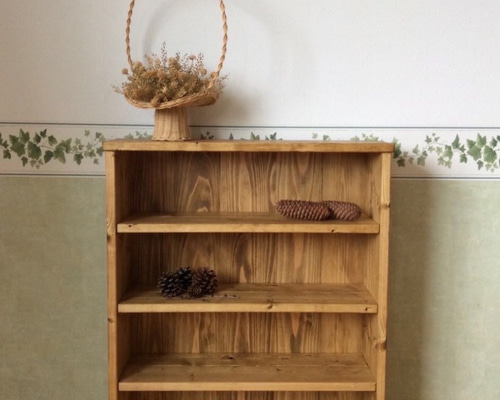 ハンドメイド家具BX-45 ミドルブラウンの薄型4段ボックス オーダー製作