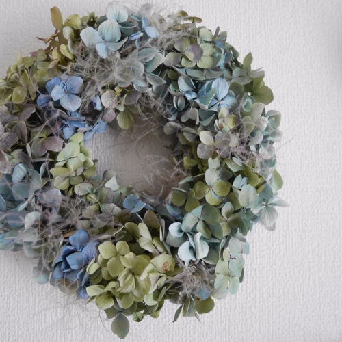 秋色紫陽花とスモークツリーの小さな森のリース リース small forest 
