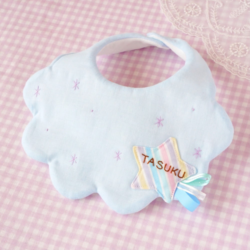 特集掲載＊きらきら雲と流れ星のスタイ♡出産祝いにも人気♡ピンク