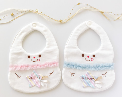 雪だるまスタイ☆流れ星☆女の子・男の子スタイ☆出産祝い・冬の