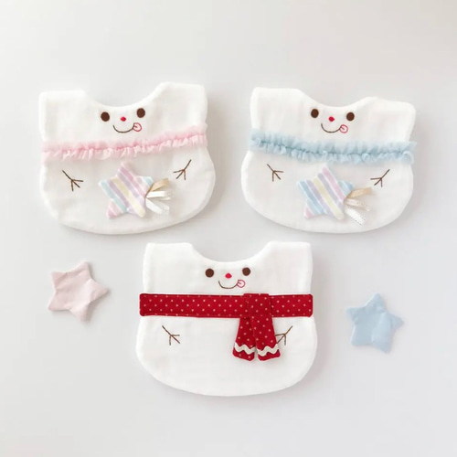 雪だるまスタイ☆流れ星☆女の子・男の子スタイ☆出産祝い・冬の