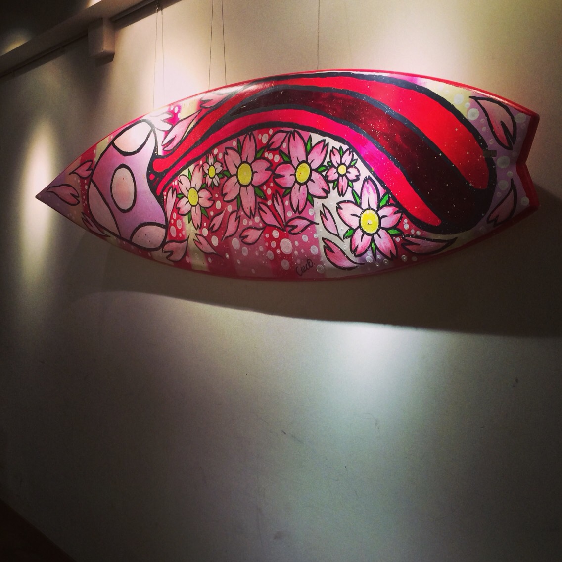 サーフィン 水彩画 アート27✖️24アクリル作品 波のうねり（海の絵