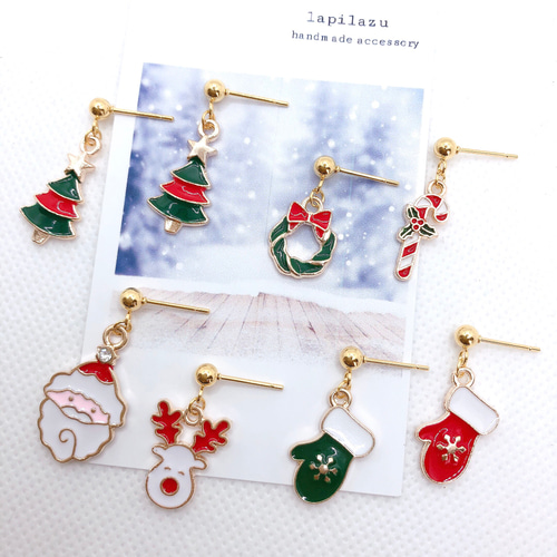 クリスマスチャーム : 4組セット《ピアス/イヤリング》 ピアス 