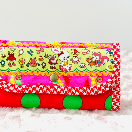 昭和レトロ ポップ 生地 長財布 昭和レトロアニマルの長財布 長財布 マリコヤ momohouse 通販