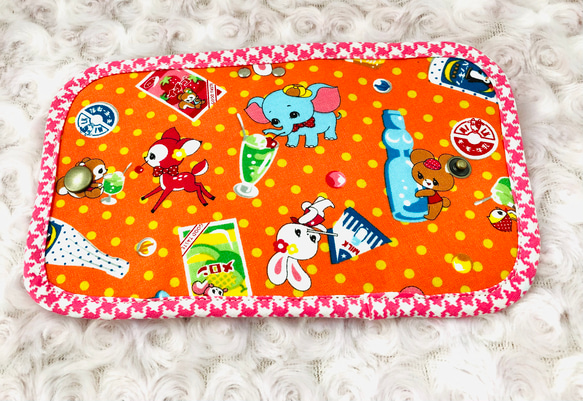 昭和レトロアニマル　さわやかオレンジジュースのキーケース　スマートキーにもポケット付き 4枚目の画像