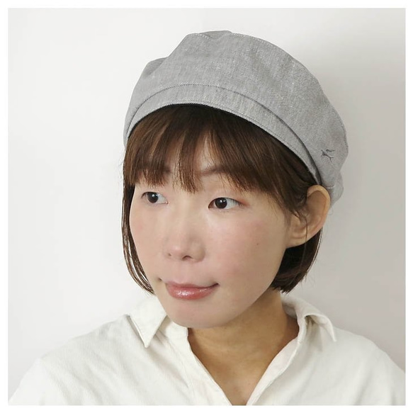 【リネン2023】春夏向け　リネンベレー帽～リネンシャンブレーベレー帽～ 2枚目の画像