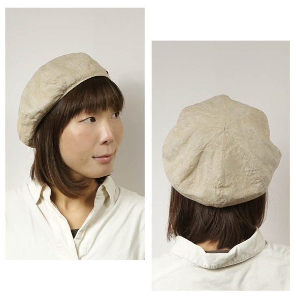 【リネン2023】春夏向け　本革ベルト付き～リネンベルトベレー帽～ 3枚目の画像