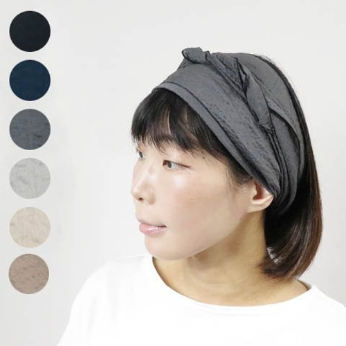 頭に巻きつけるストール型のヘアバンド ～シワ加工されたミラクル 