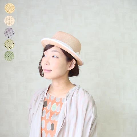 夏素材の帽子　～パステル　ポークパイ～