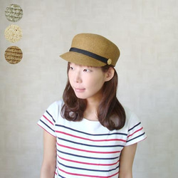 夏素材の帽子　～ブレードキャップ　イカリボタン付～ 1枚目の画像