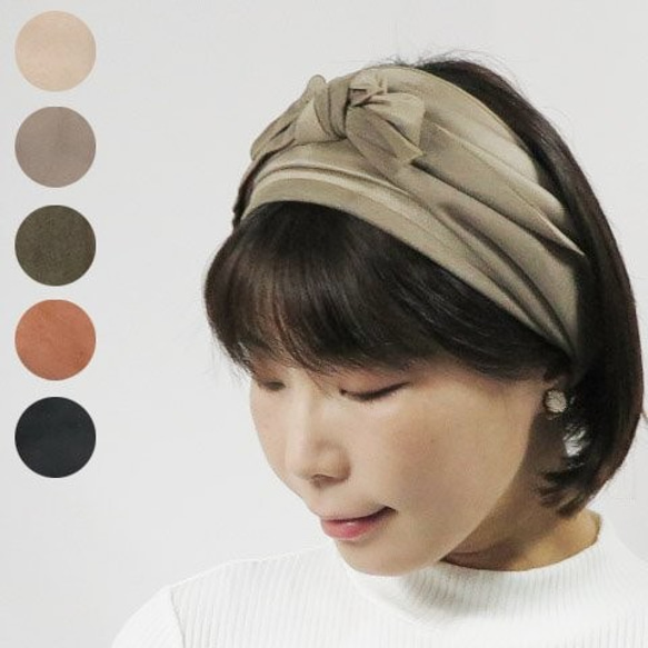 頭に巻きつけるタイプのヘアバンド　ストレッチフェイクスエード～Hair stole (Fake Sude)～ 1枚目の画像