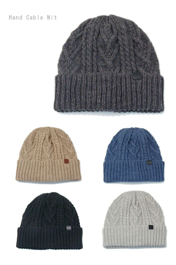 秋冬向け素材　　手編み風の太糸で編み　～ローゲージケーブルニット帽～ 4枚目の画像