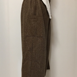 ロングブーツに♡すっきり綺麗なシルエット キュロットパンツ ウールヘリンボーン L 2枚目の画像