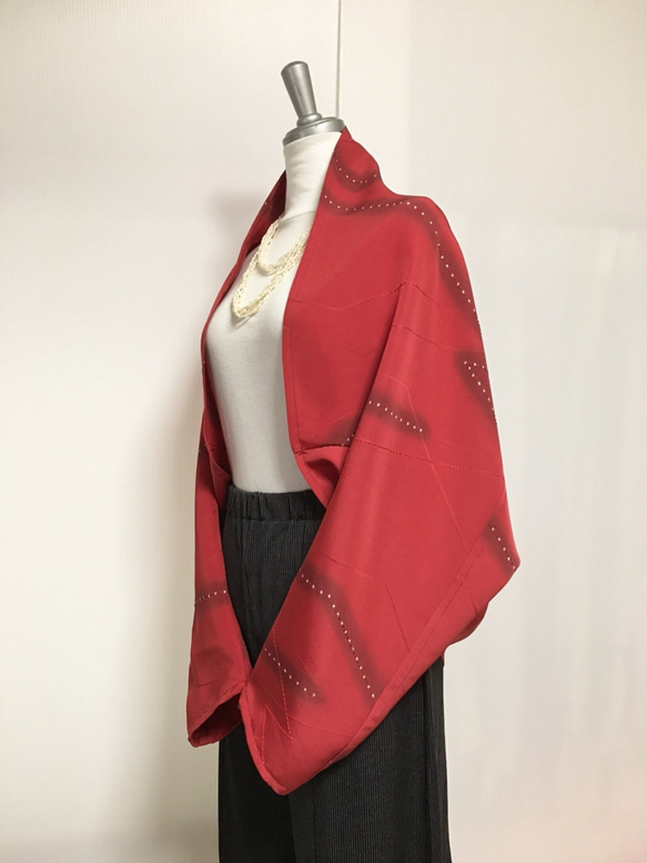 正絹反物 マーガレット ストール 着物リメイク 長袖 羽織りもの（14） 2枚目の画像