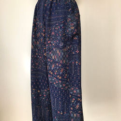 正絹 エレガントワイドパンツ 着物リメイク Ｌ 2枚目の画像