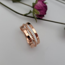 <Creema限定>triple pink　gold ring C-18P 2枚目の画像