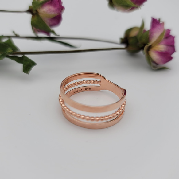 <Creema限定>triple pink　gold ring C-18P 4枚目の画像