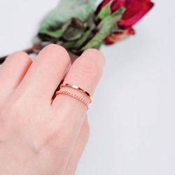 ＜送料無料＞チェーンsimple 2way pink　gold  ring C-17P 2枚目の画像