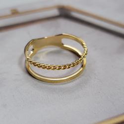 ＜送料無料＞チェーンsimple 2way　gold ring C-17G 1枚目の画像