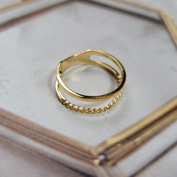 ＜送料無料＞チェーンsimple 2way　gold ring C-17G 8枚目の画像