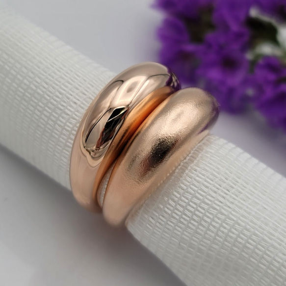 2,000円お得　ぽってりピンクgold ring ２点セットC-22PG 7枚目の画像