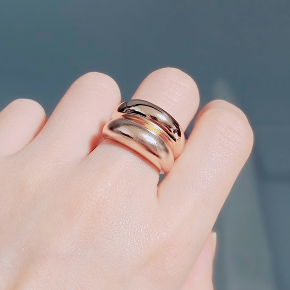 2,000円お得　ぽってりピンクgold ring ２点セットC-22PG 8枚目の画像