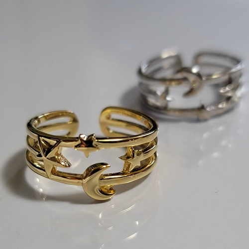 星月モチーフ3連オープン ring 指輪・リング choice 通販 星月モチーフ3連オープン ring 指輪・リング choice 通販