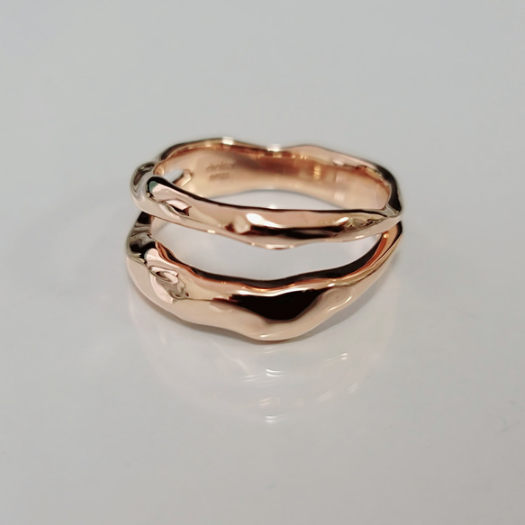 でこぼこ　2連　 Pink Gold Ring 2枚目の画像