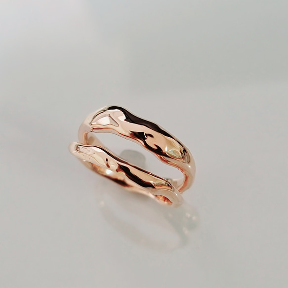 でこぼこ　2連　 Pink Gold Ring 3枚目の画像