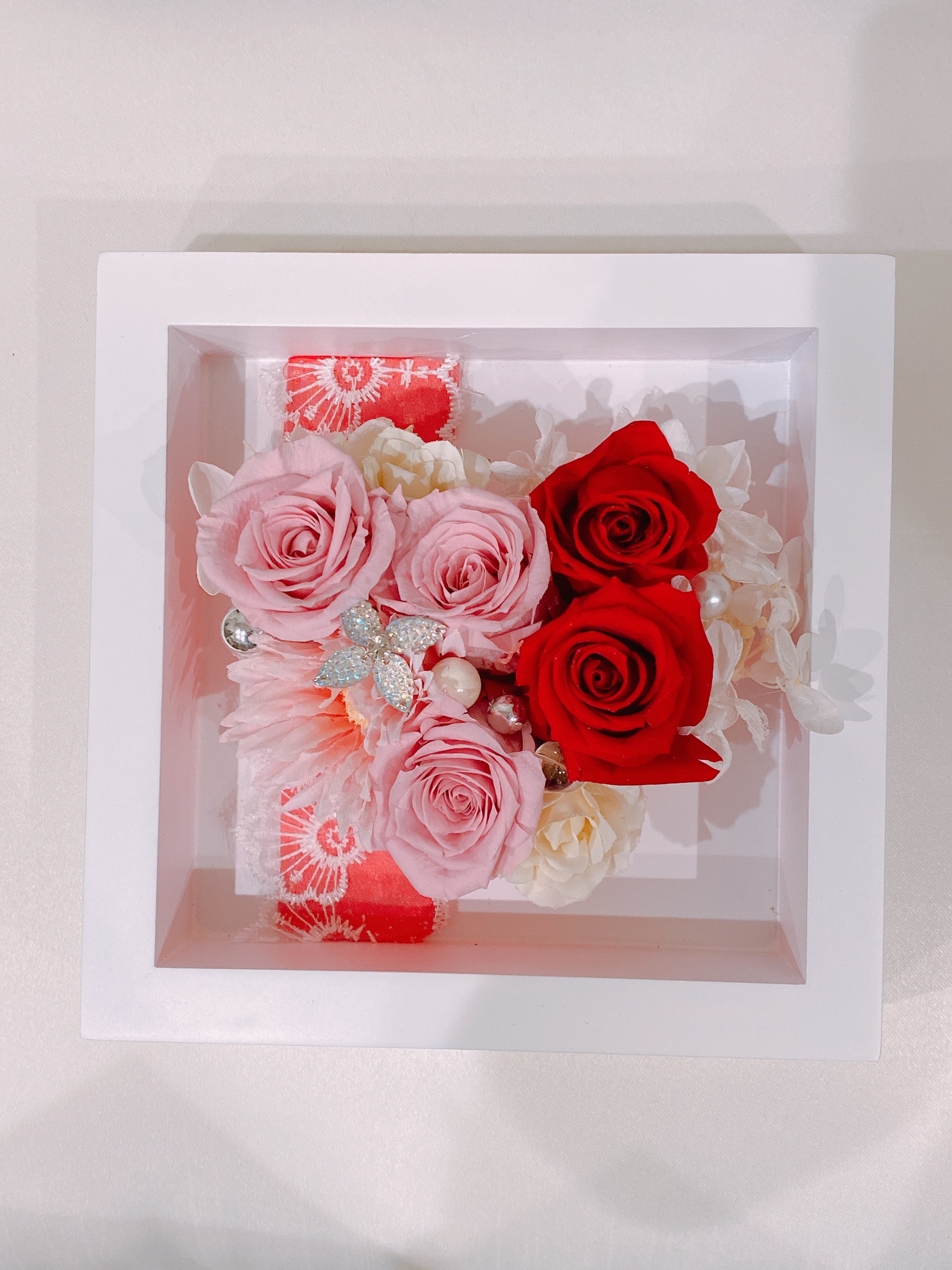 ハートプリザーブドフラワー　ギフト　フレーム