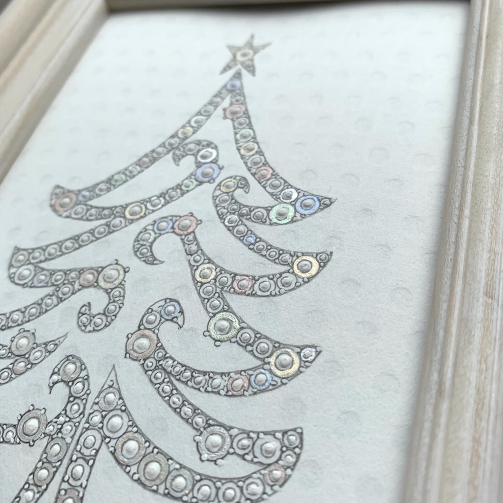 額装　原画　手描き　【クリスマスツリー】　送料無料