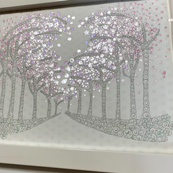 額装　原画　手描き 【桜のアーチ】　送料無料 2枚目の画像