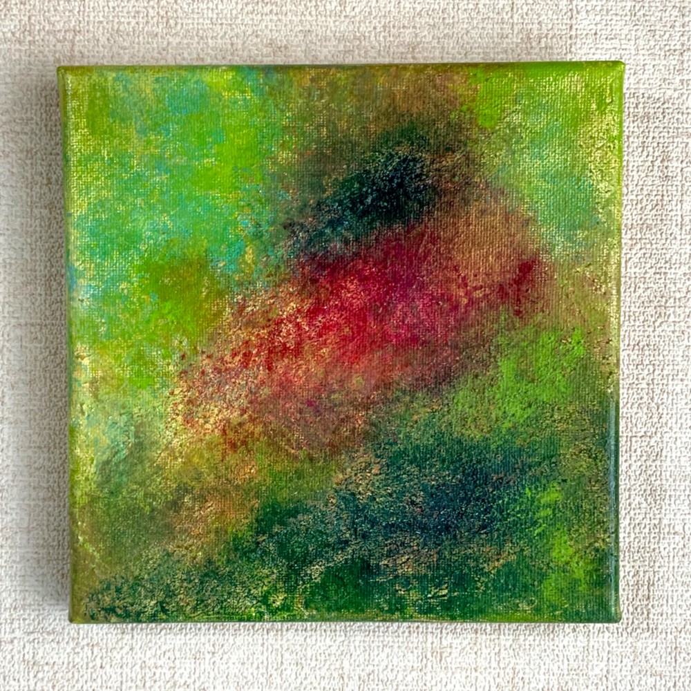 アクリル画　白い月　抽象画　ニュアンス　ハンドメイド